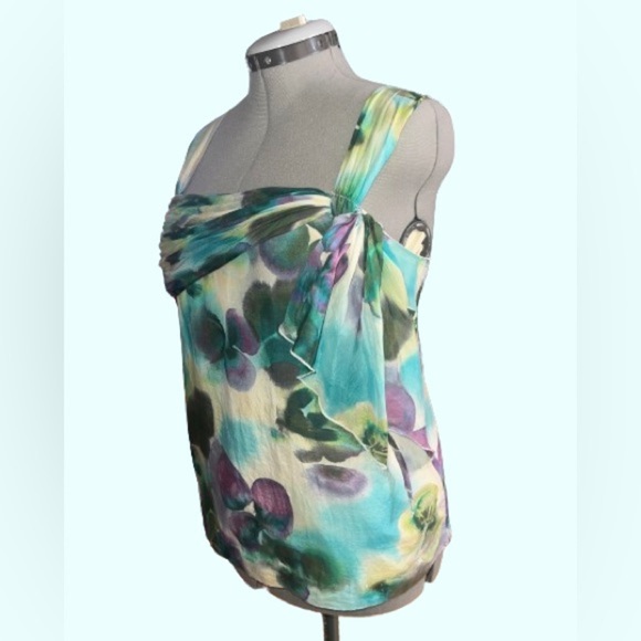 Ann Taylor Loft, Watercolor Strappy Top, Sz med - Picture 3 of 5